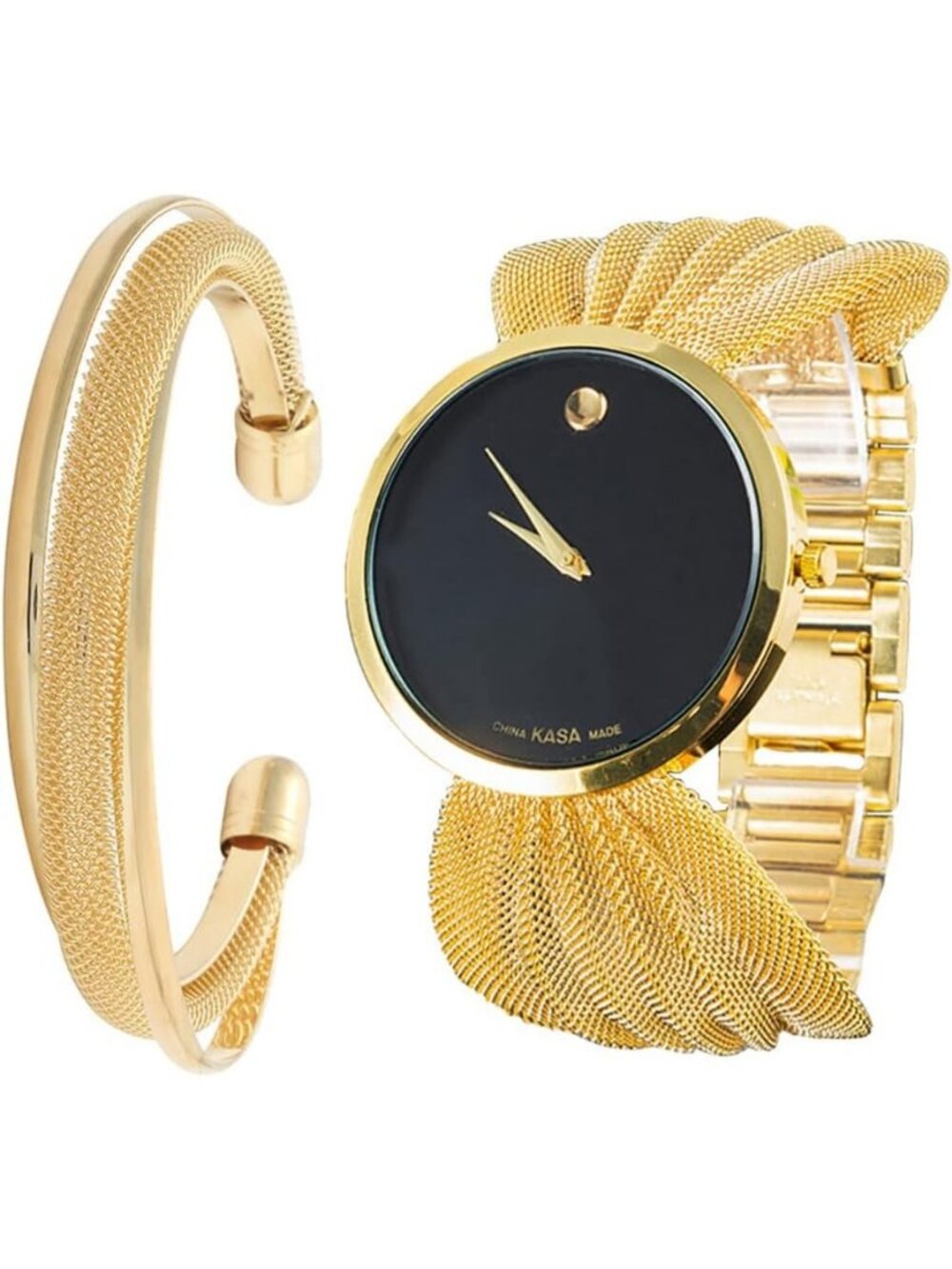 Women’s Gold Elegant Bracelet Set Alloy Band and Case Luxury Stylish Wrist Watch
